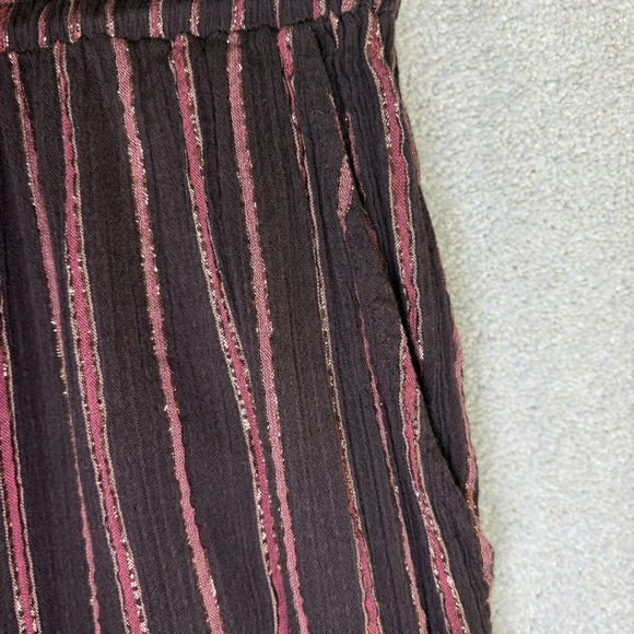 Ulla Johnson Brown Striped Metallic-Trim Ruffle Shoulder Jumpsuit - Picture 13 of 16